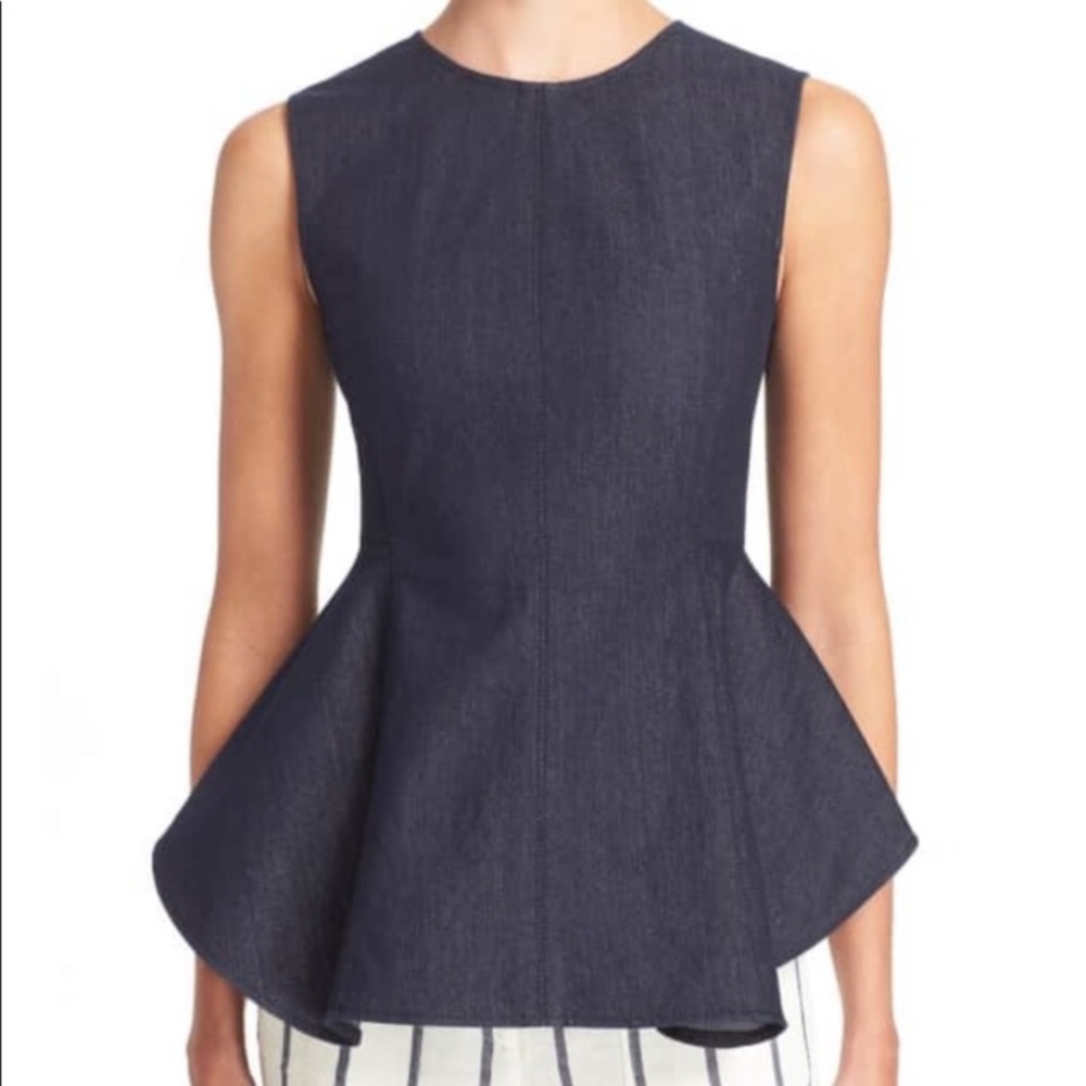 Theory Dark Navy Peplum Sleeveless Top